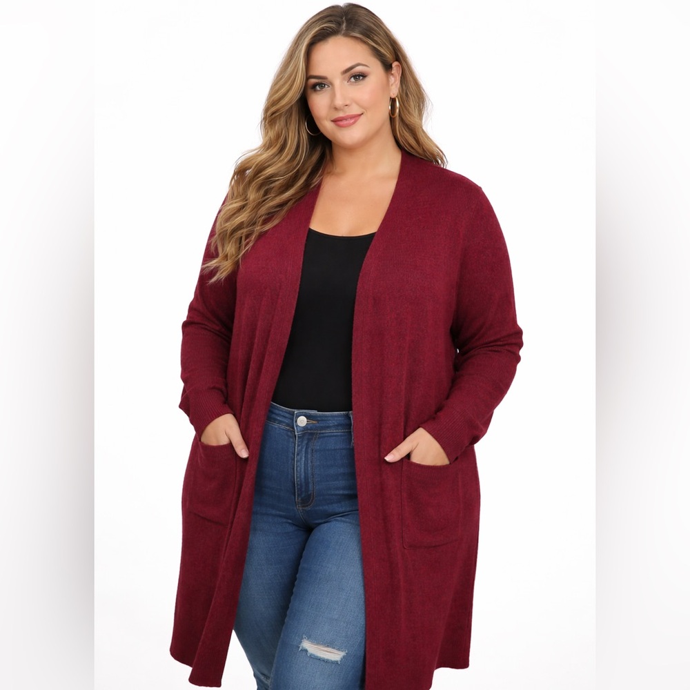 Torrid Super Soft Red Open Front Cardigan Duster Size 2